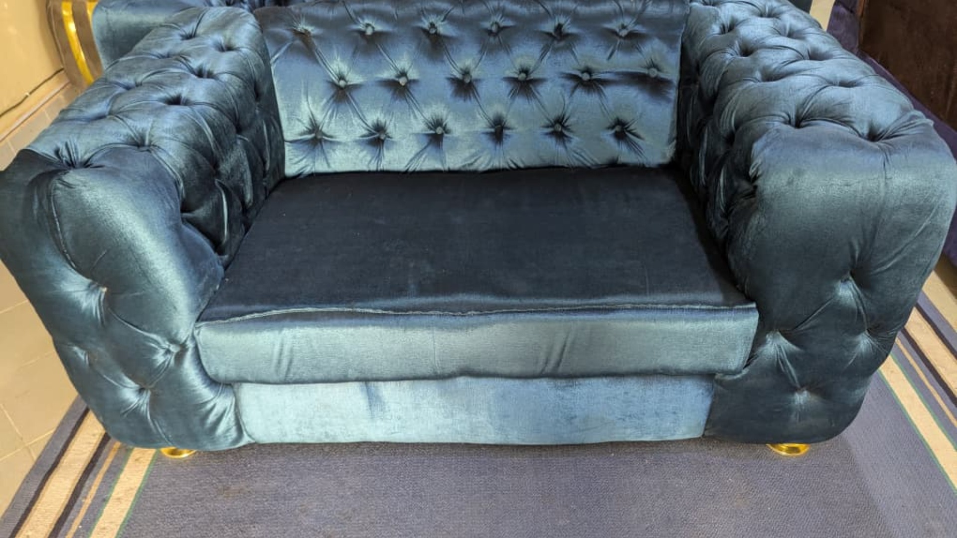 Royal Navy Velvet Chesterfield Armchair