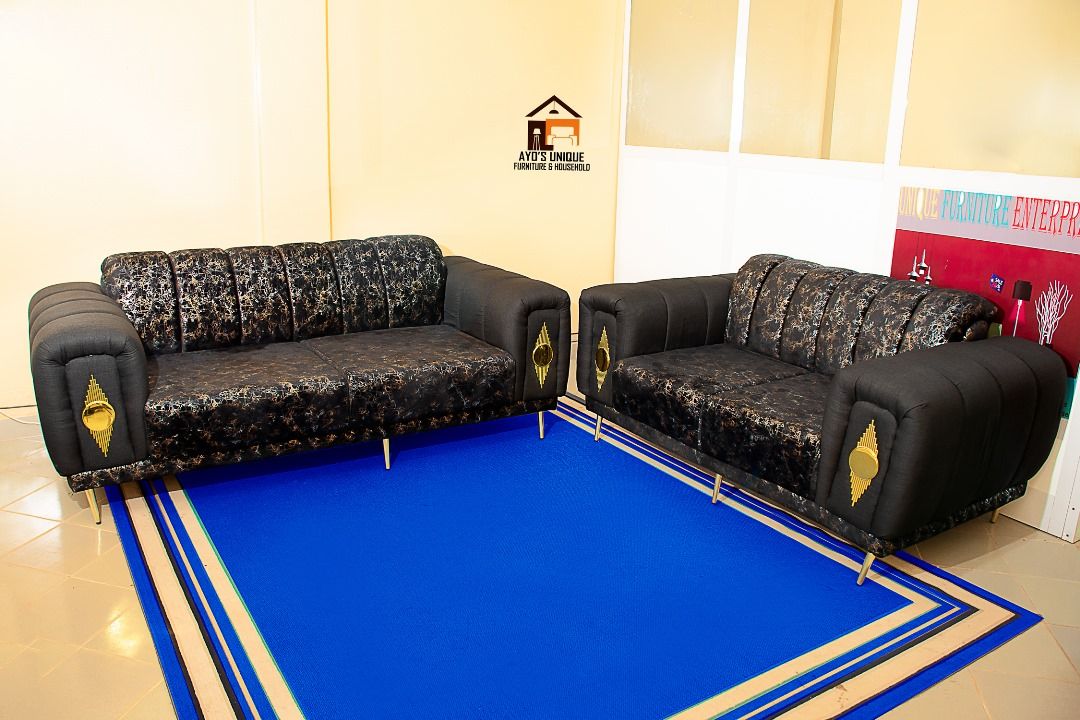 Chic Black and Gold Sofa Set